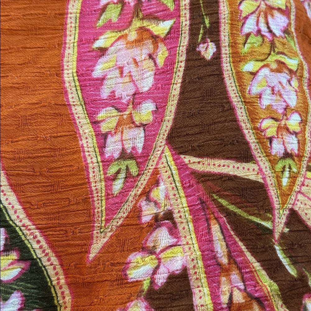 Haute Hippie Orange Yellow Floral Wide Leg Palazzo Print Crepe Pants Size Large - Picture 10 of 13